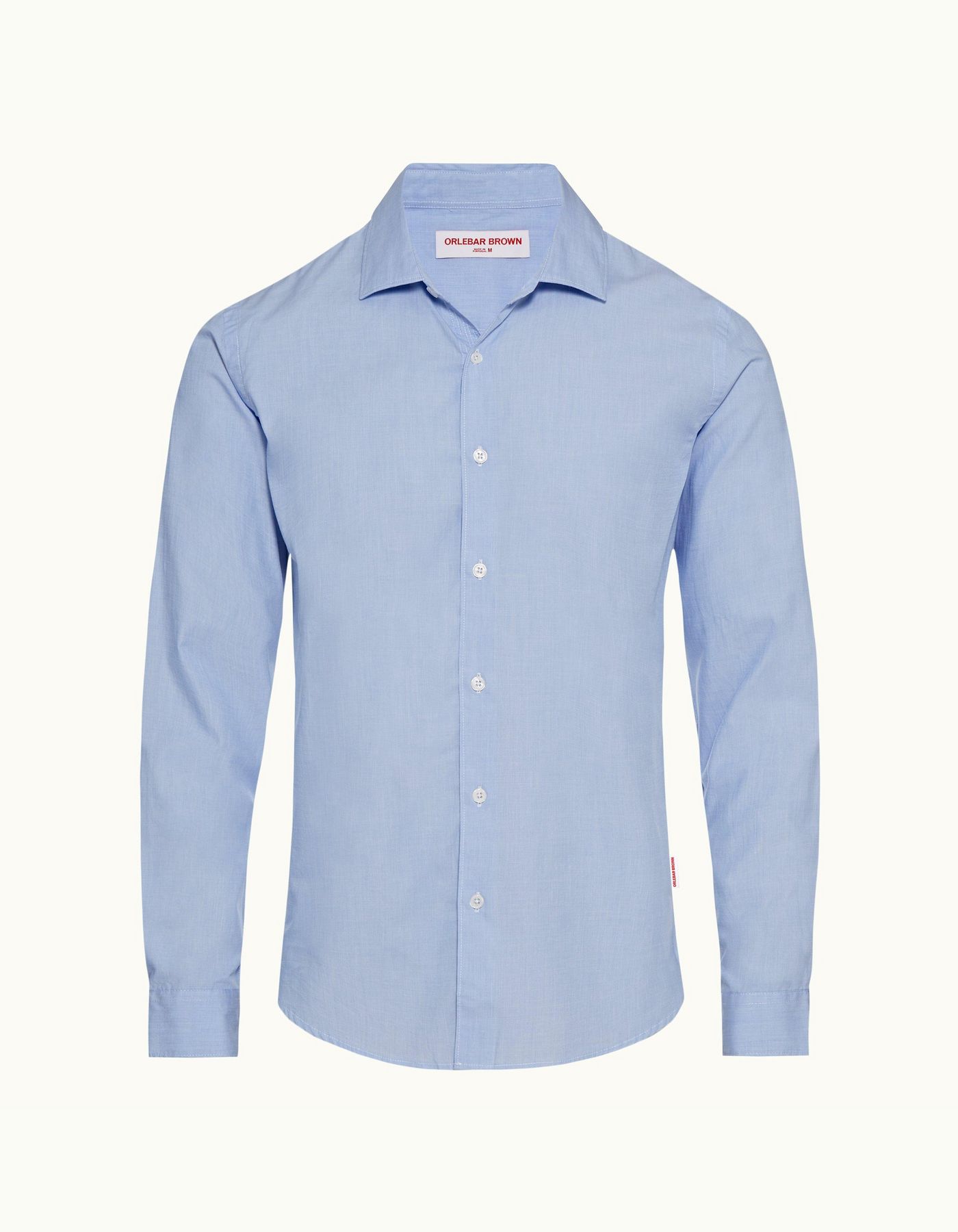 Giles - Mens Ice Blue/White Classic Collar Stitch End On End Shirt