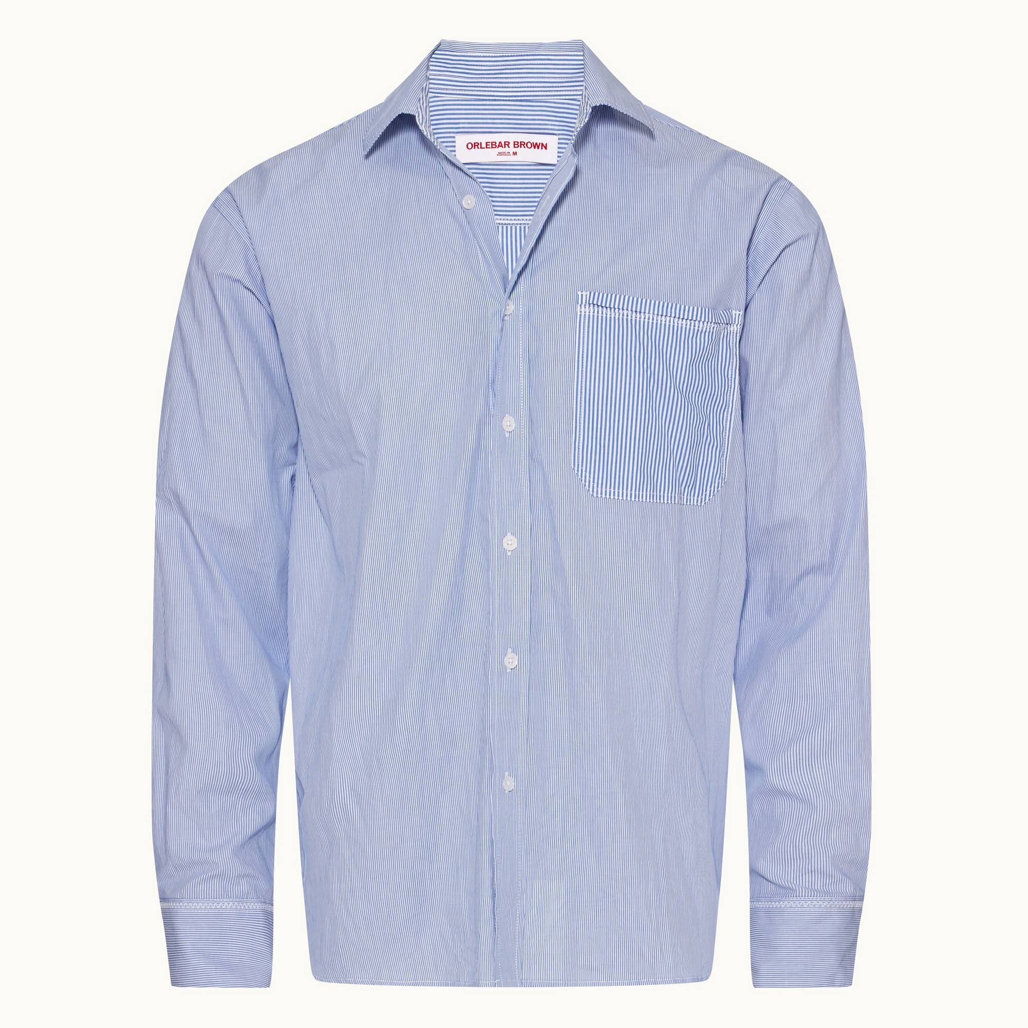 Grasmoor Stripe - Mens Signal Blue/White Classic Stripe Easy Fit Cotton Shirt