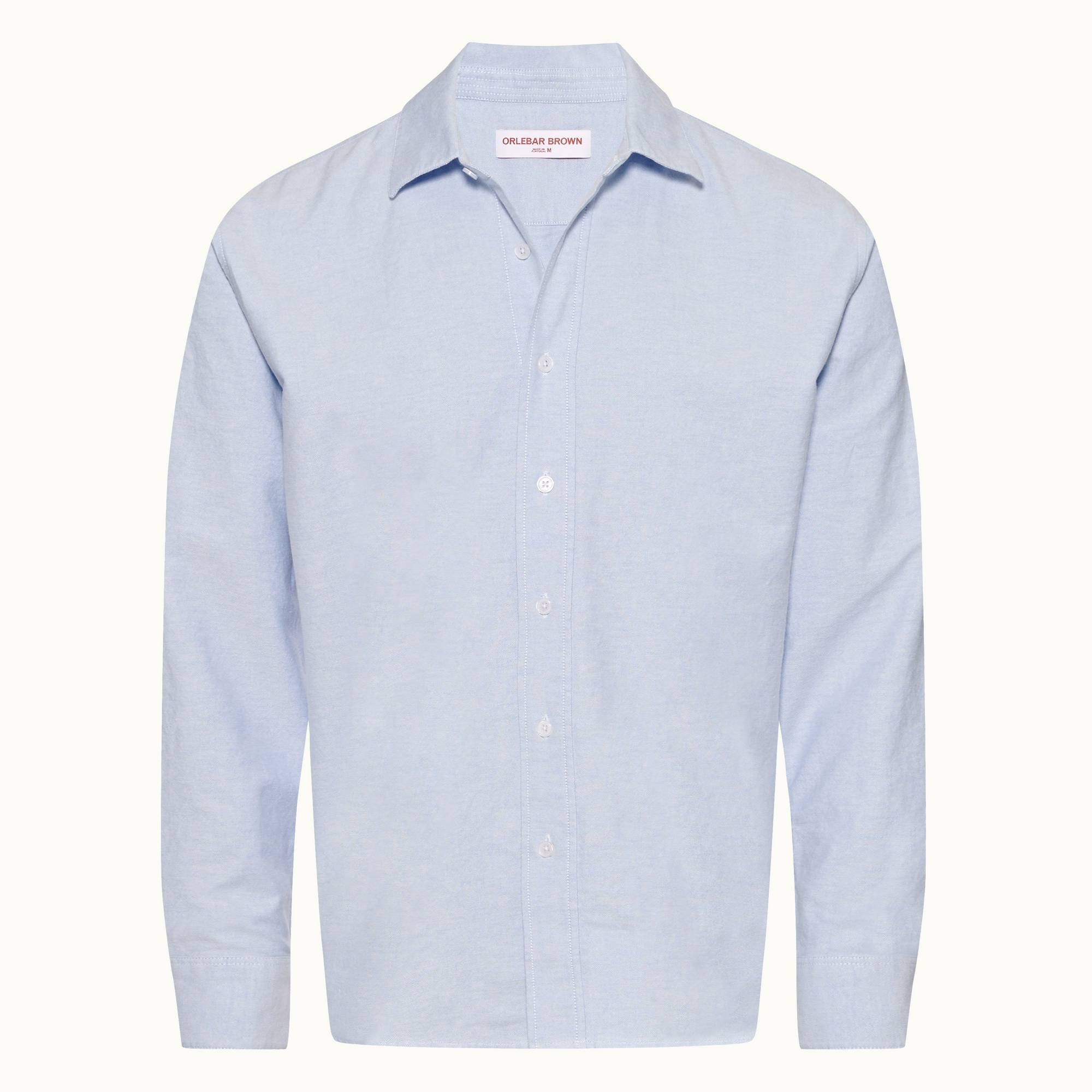 Grasmoor - Mens Serenity Blue Relaxed Fit Classic Collar Washed Oxford Cotton Shirt