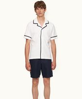 Griffith Towelling - Mens White/Mightnight Navy Contrast Trim Capri Collar Towelling Shirt