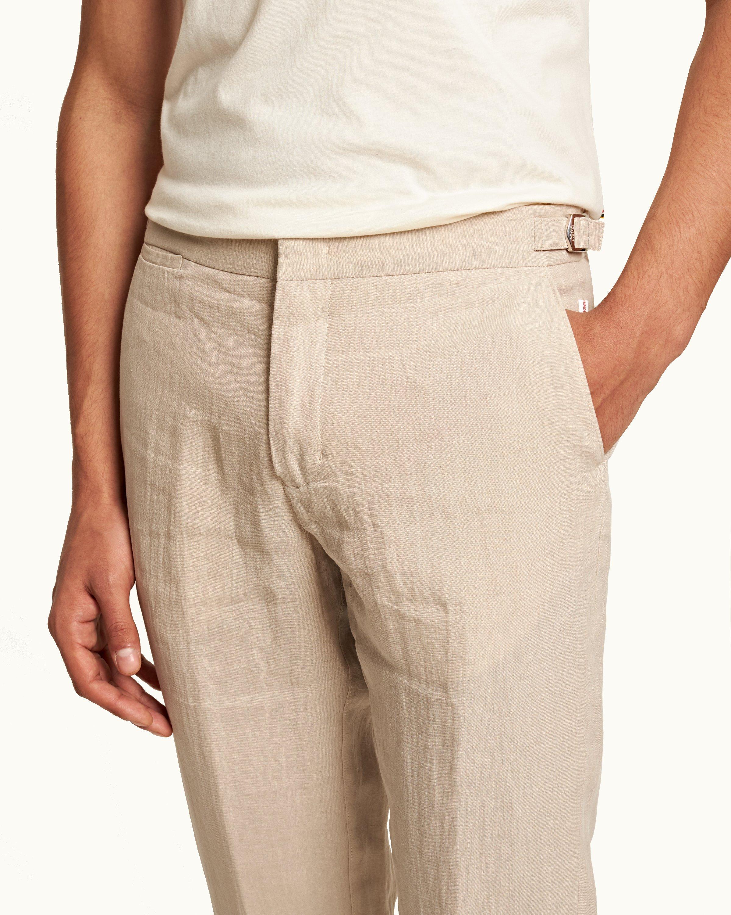 Blue Griffon flat-front linen trousers, Orlebar Brown