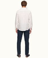 Griffon Linen - Mens Navy Tailored Fit Linen Trousers