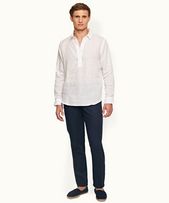 Griffon Linen - Mens Navy Tailored Fit Linen Trousers