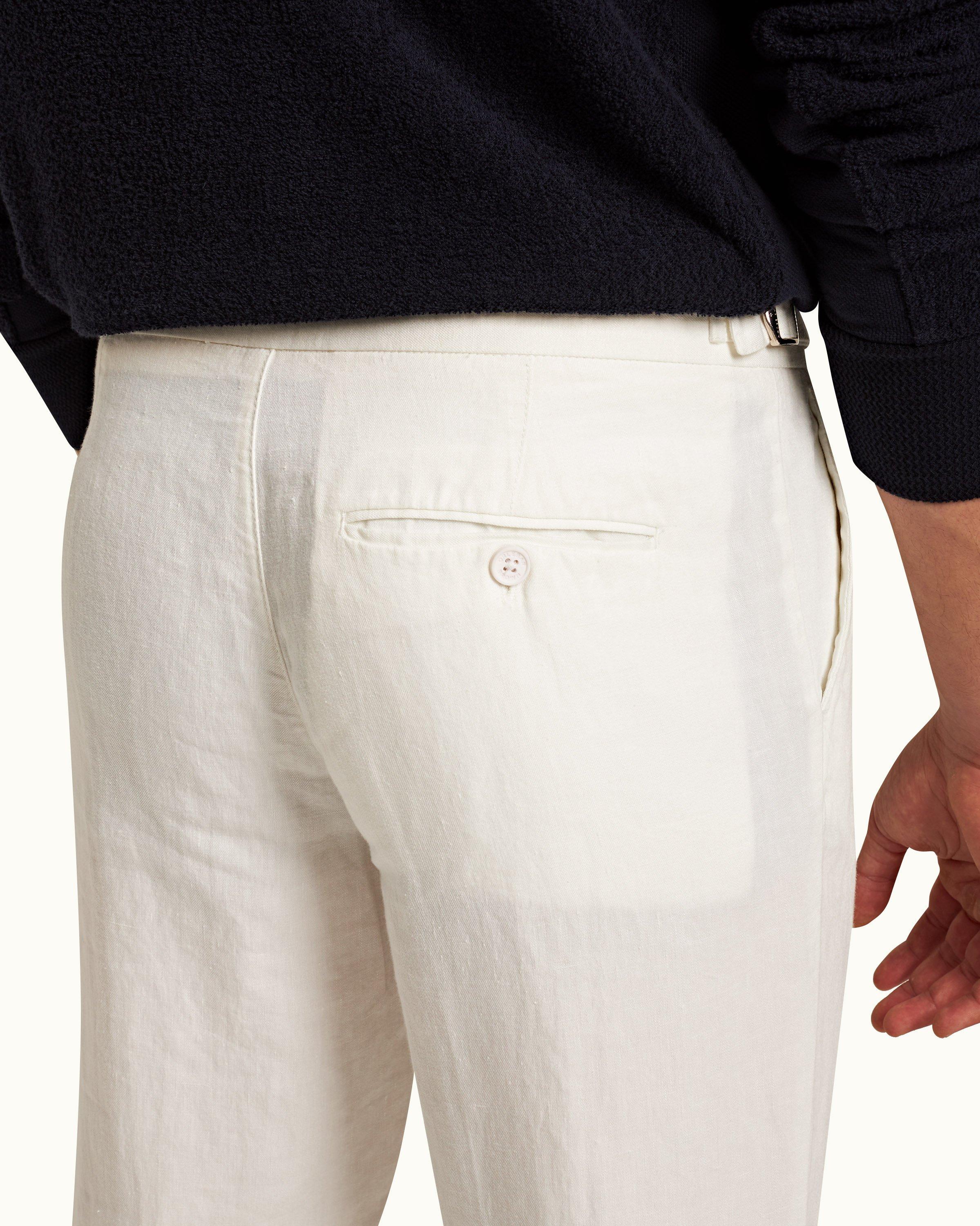 Mens slim fit hot sale linen trousers