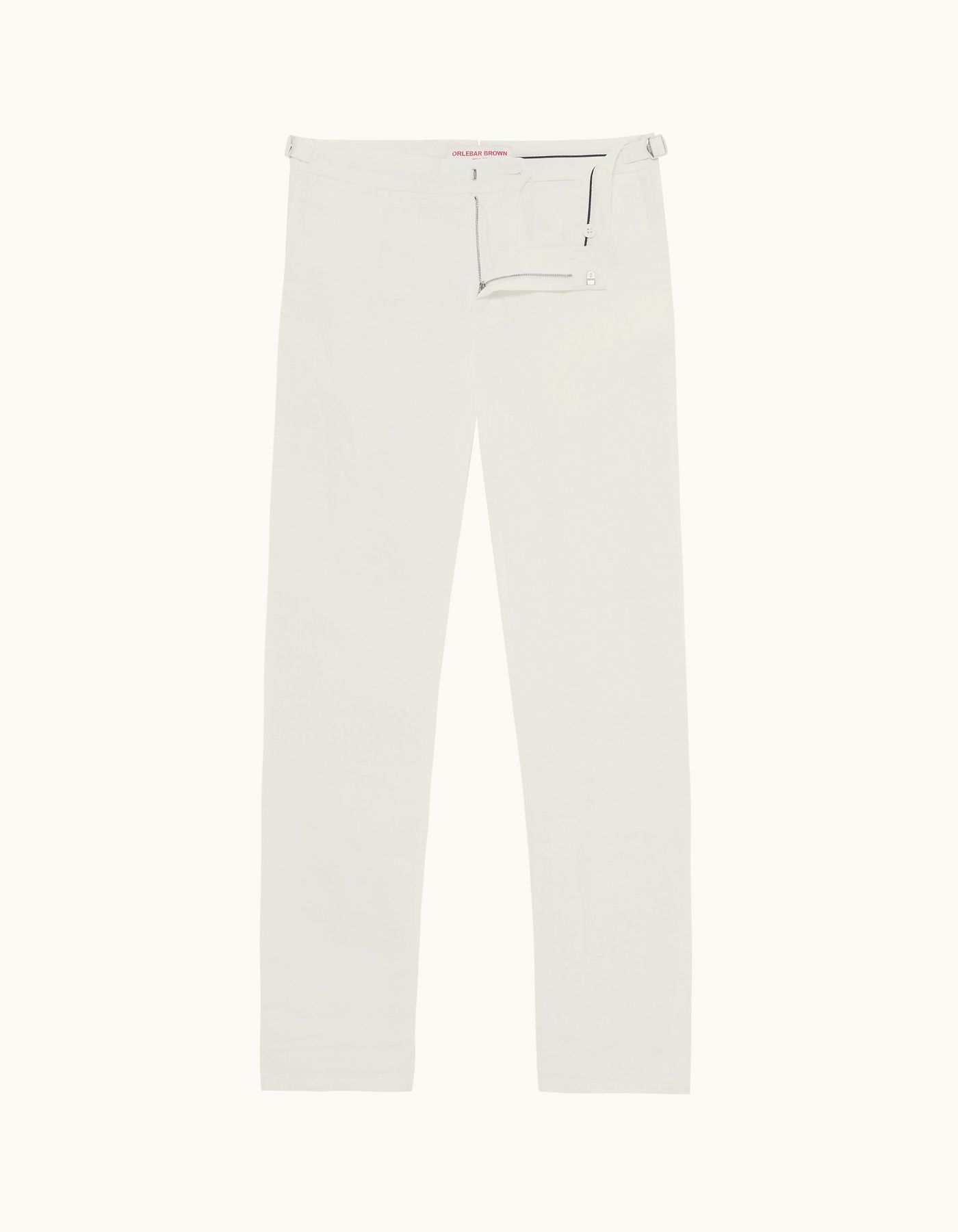 Griffon Linen - Mens Tailored Fit Washed Linen Trousers In White
