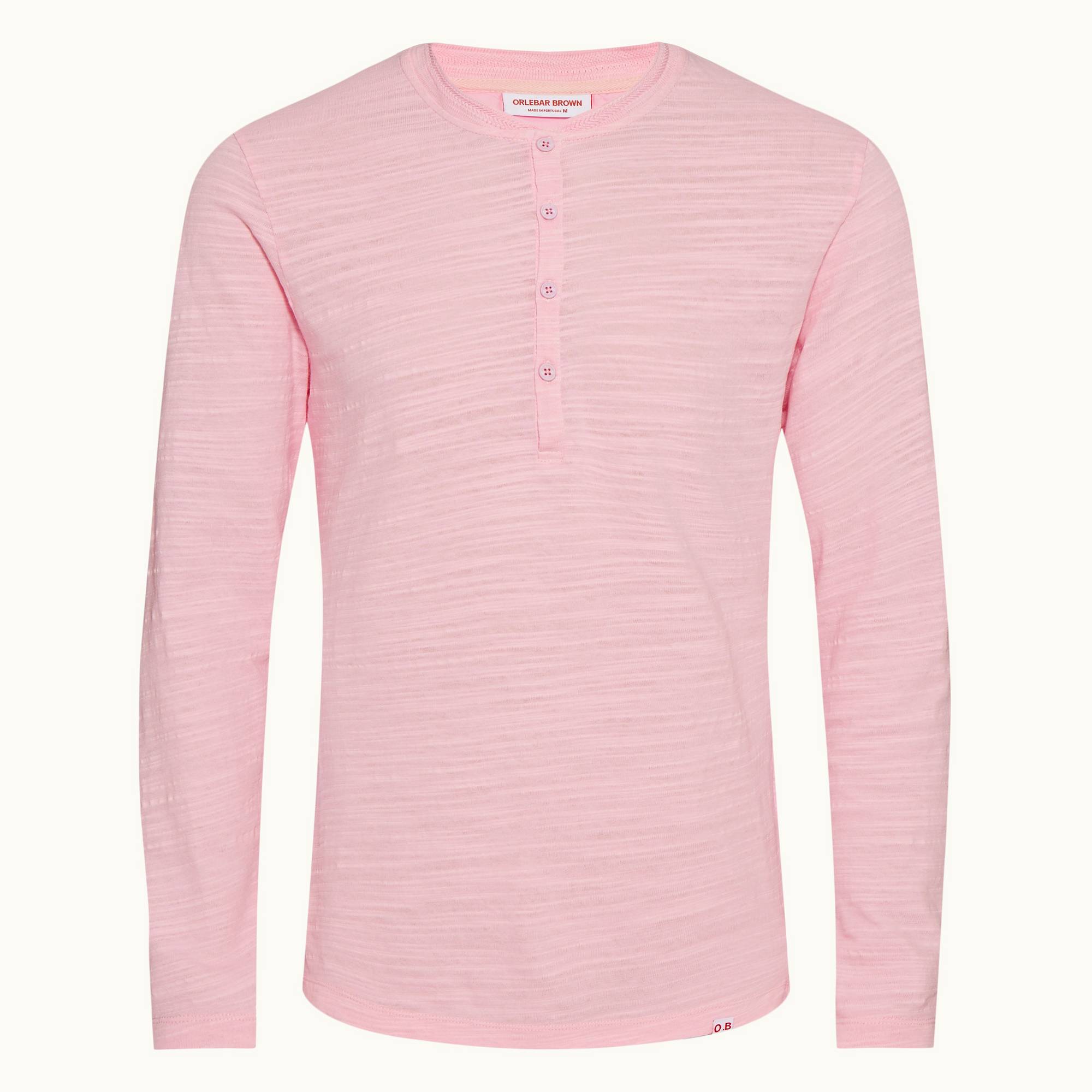 Harrison - Mens Conch Pink Classic Fit Garment Dye Long-Sleeve T-shirt