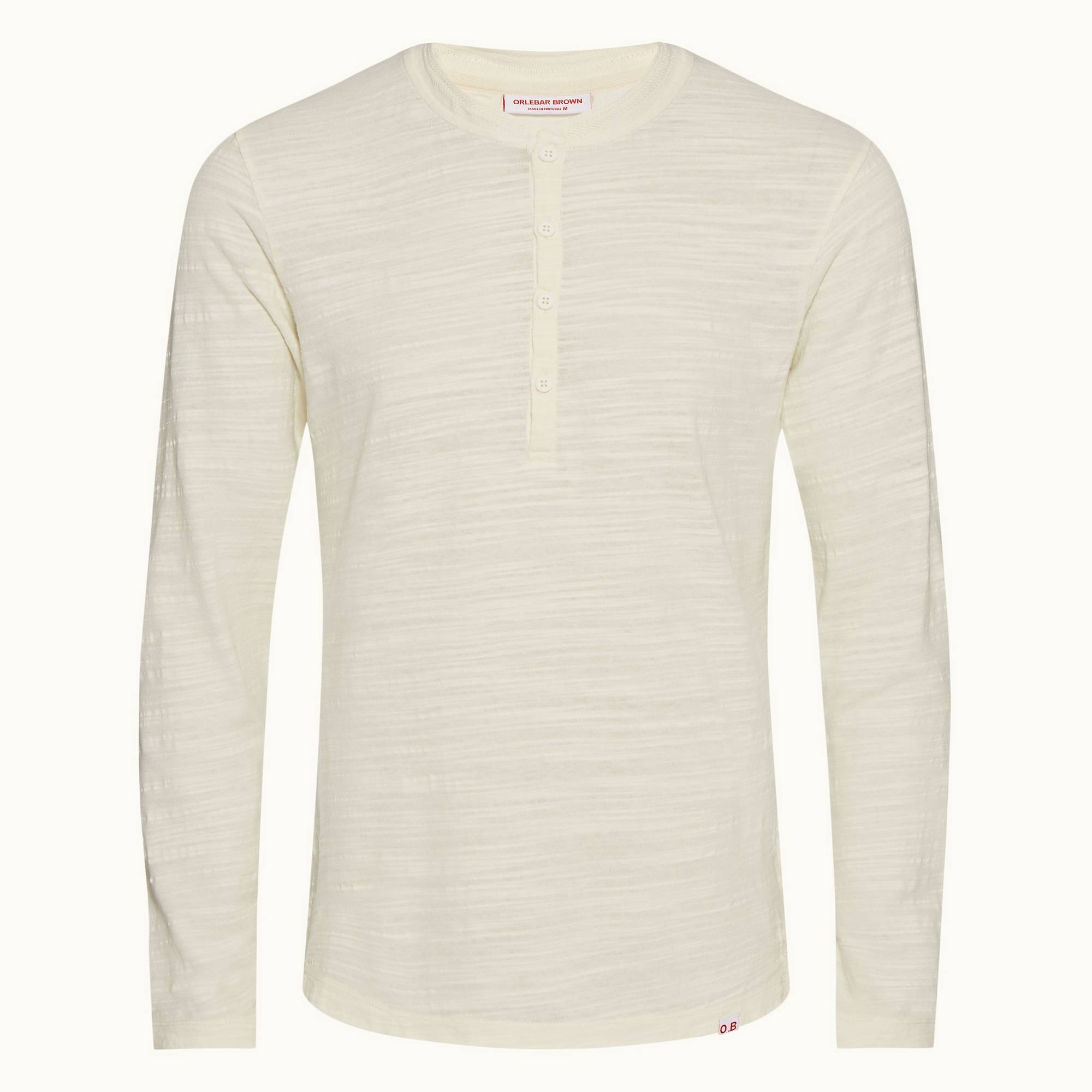 Harrison - Mens White Sand Classic Fit Garment Dye Long-Sleeve T-shirt