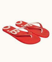Haston - Mens Summer Red O.B Logo Flip Flops