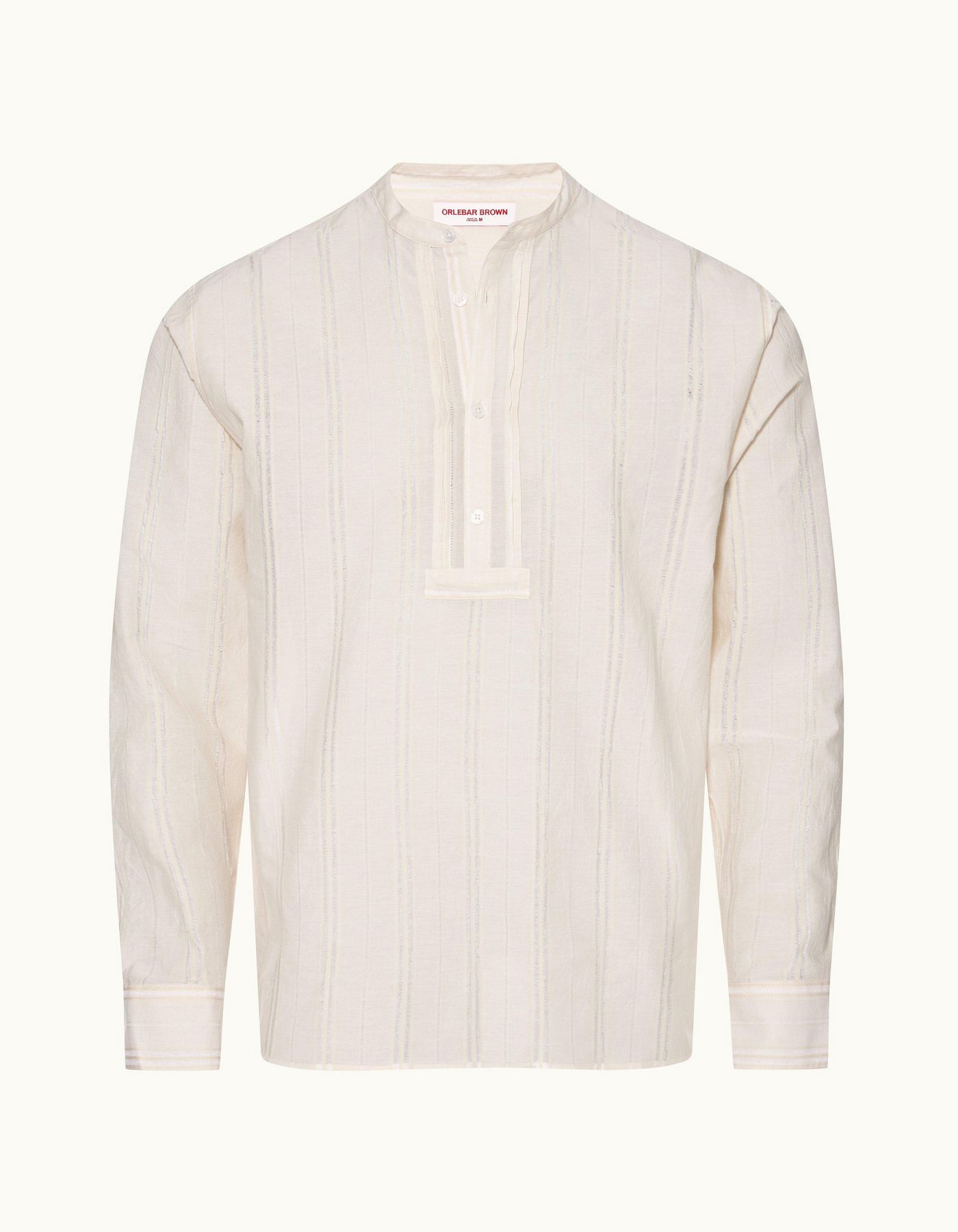 Hemlock - Mens White Easy Fit Overhead Texture Cotton Stripe Shirt