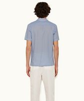 Hibbert Stripe - Mens Ice Blue/White Classic Stripe Capri Collar Shirt