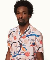 Hibbert - Mens Rose Flight Of Fantasy Capri Collar Short-Sleeve Shirt