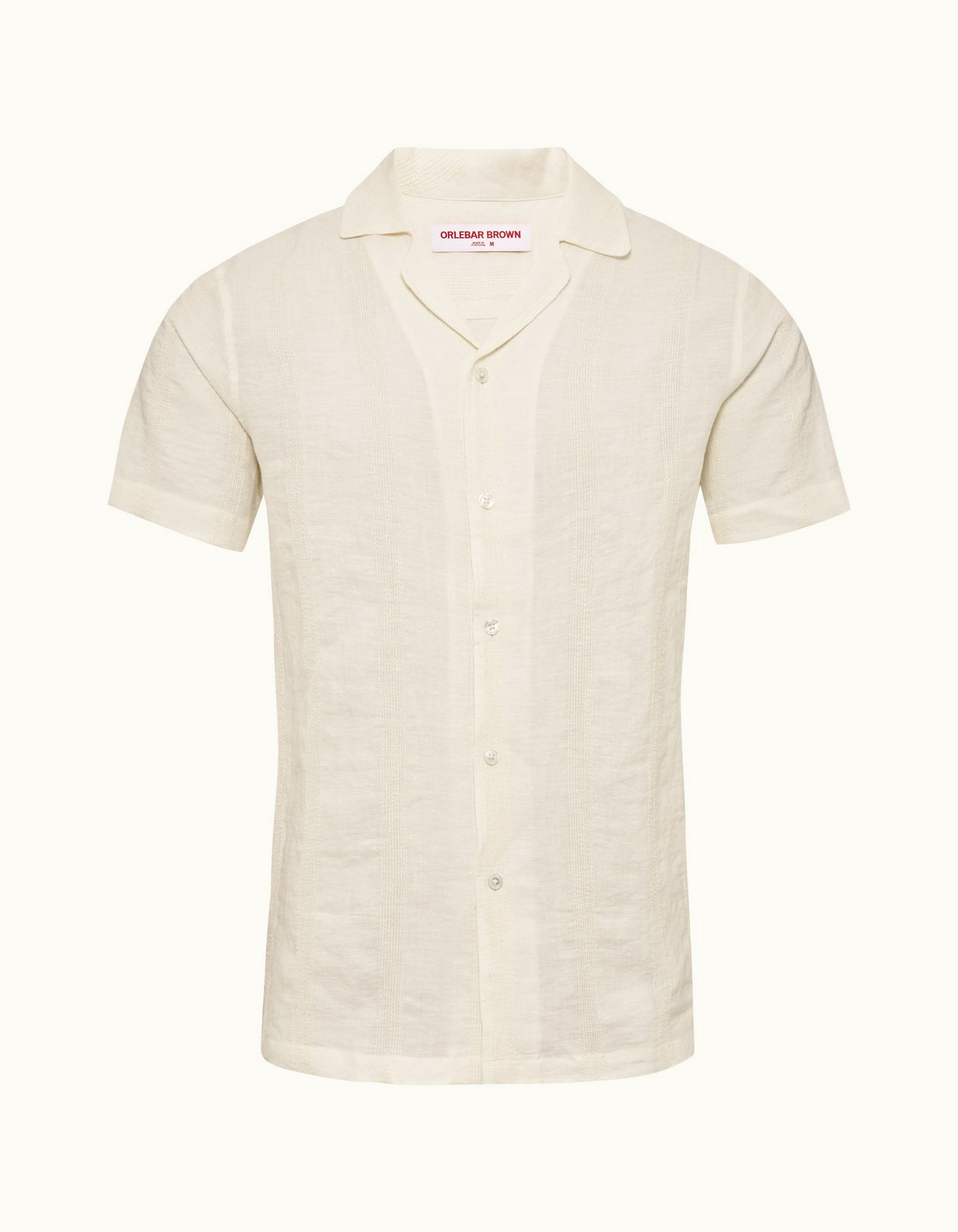 Hibbert Linen - Mens Sandbar Capri Collar Short-Sleeve Stripe Linen Shirt