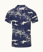 Hibbert - Mens Midnight Navy/Sea Mist Living Dream Capri Collar Shirt