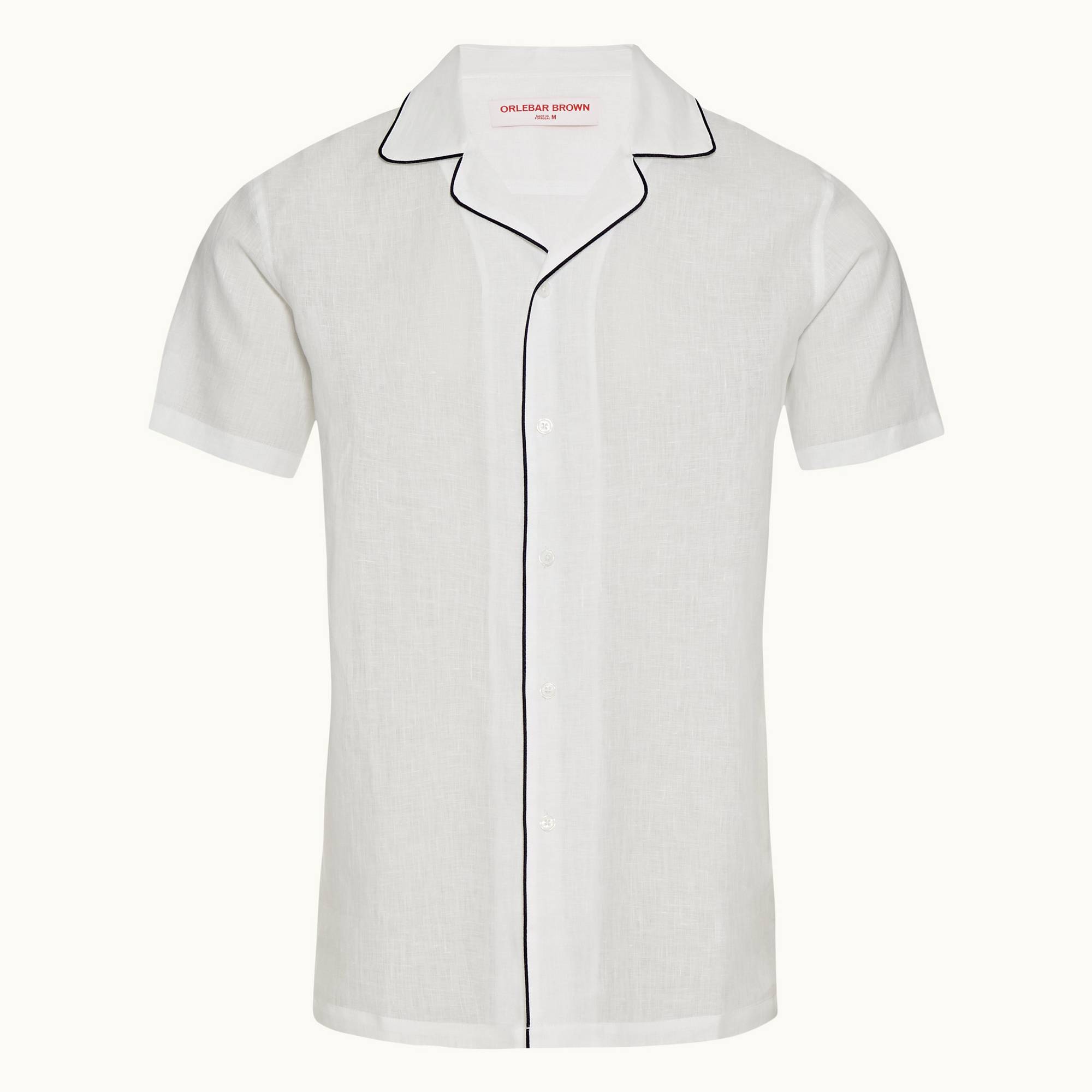 Hibbert Piping - Mens Cloud Capri Collar Contrast Piping Linen Shirt