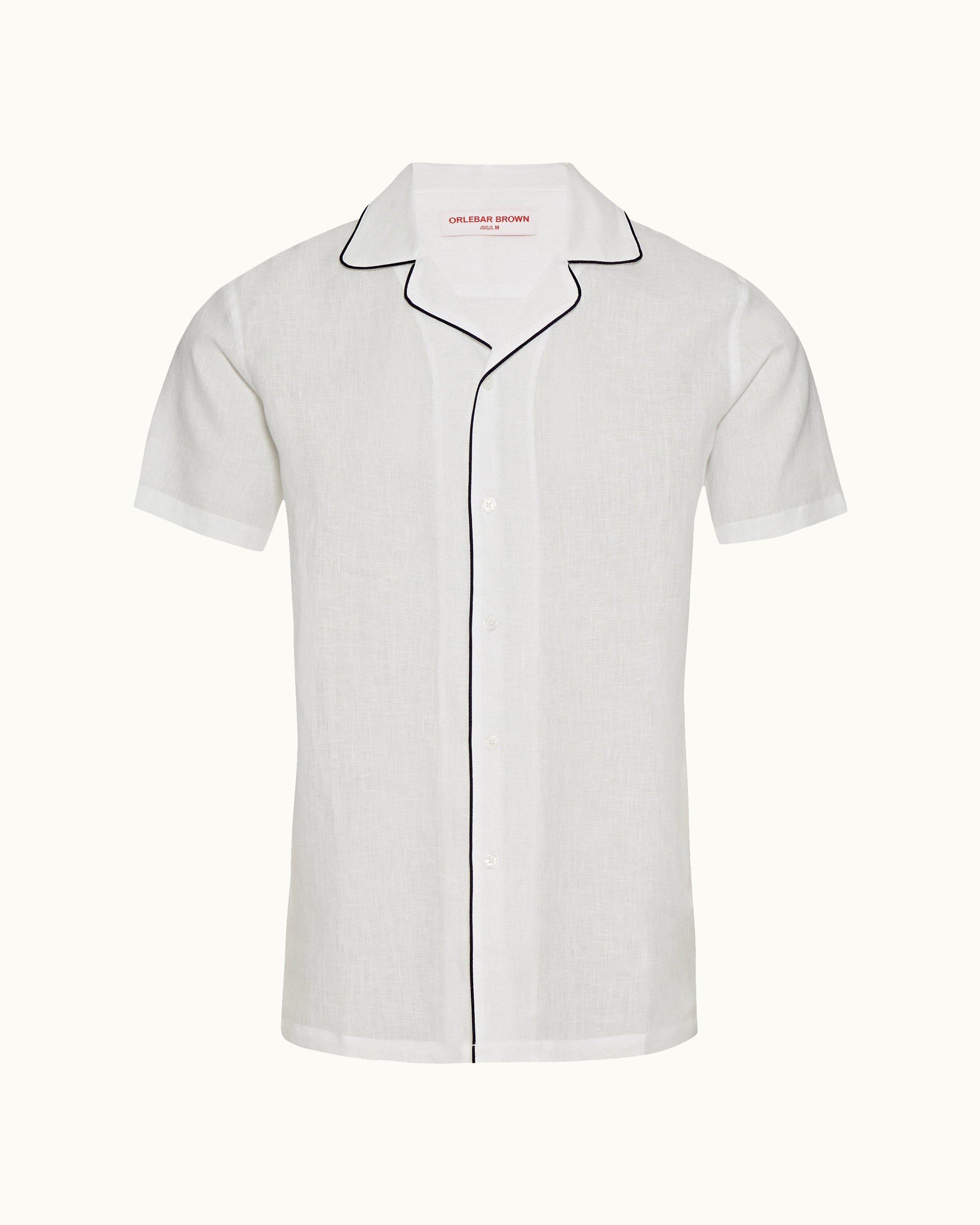 Mens Shirt  Linen Shirt Cloud White