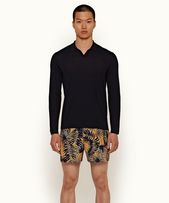 Holman - Mens Navy Resort Collar Long-sleeve Polo Shirt