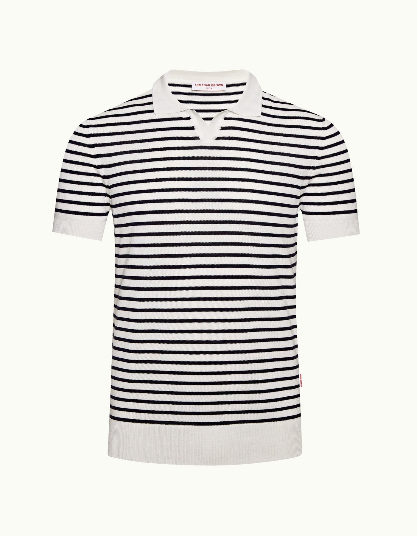 Holman - Mens Navy/Cloud Stripe Tailored Fit Resort Collar Polo Shirt