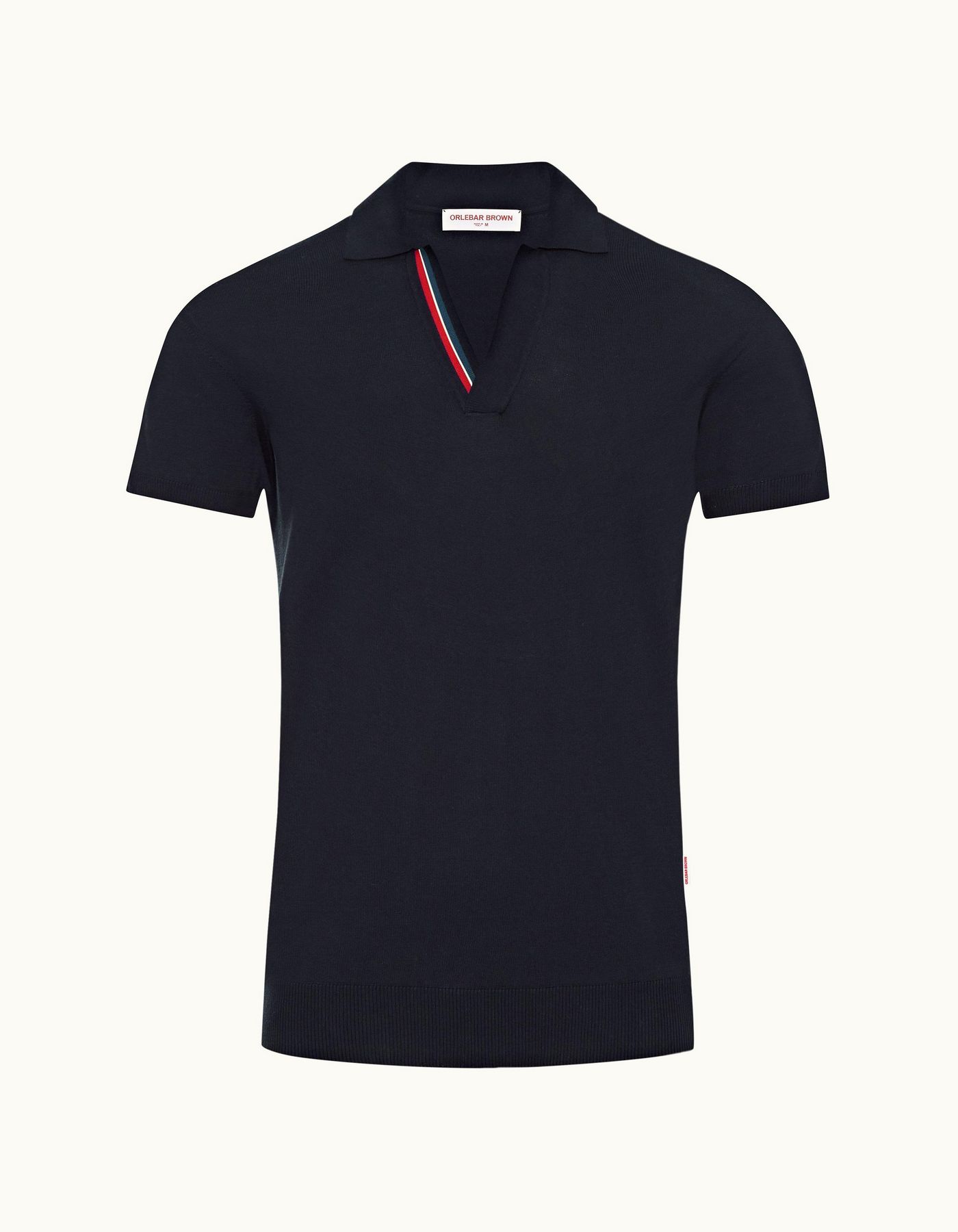 Horton Stripe - Mens Navy Tailored Fit Organic Cotton Polo Shirt