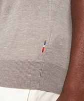 Hortin Silk - Mens Tailored Fit Merino-Silk Knit Polo Shirt In Demille Grey