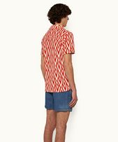 Howell Towelling - Mens Summer Red/White Sand Cano Geometric Capri Collar Towelling Shirt