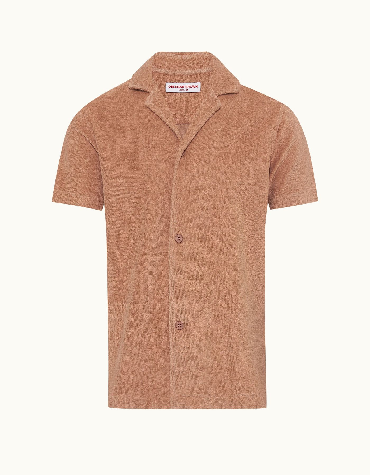 Howell Towelling - Mens Caramel Pink Relaxed Fit Capri Collar Towelling Shirt