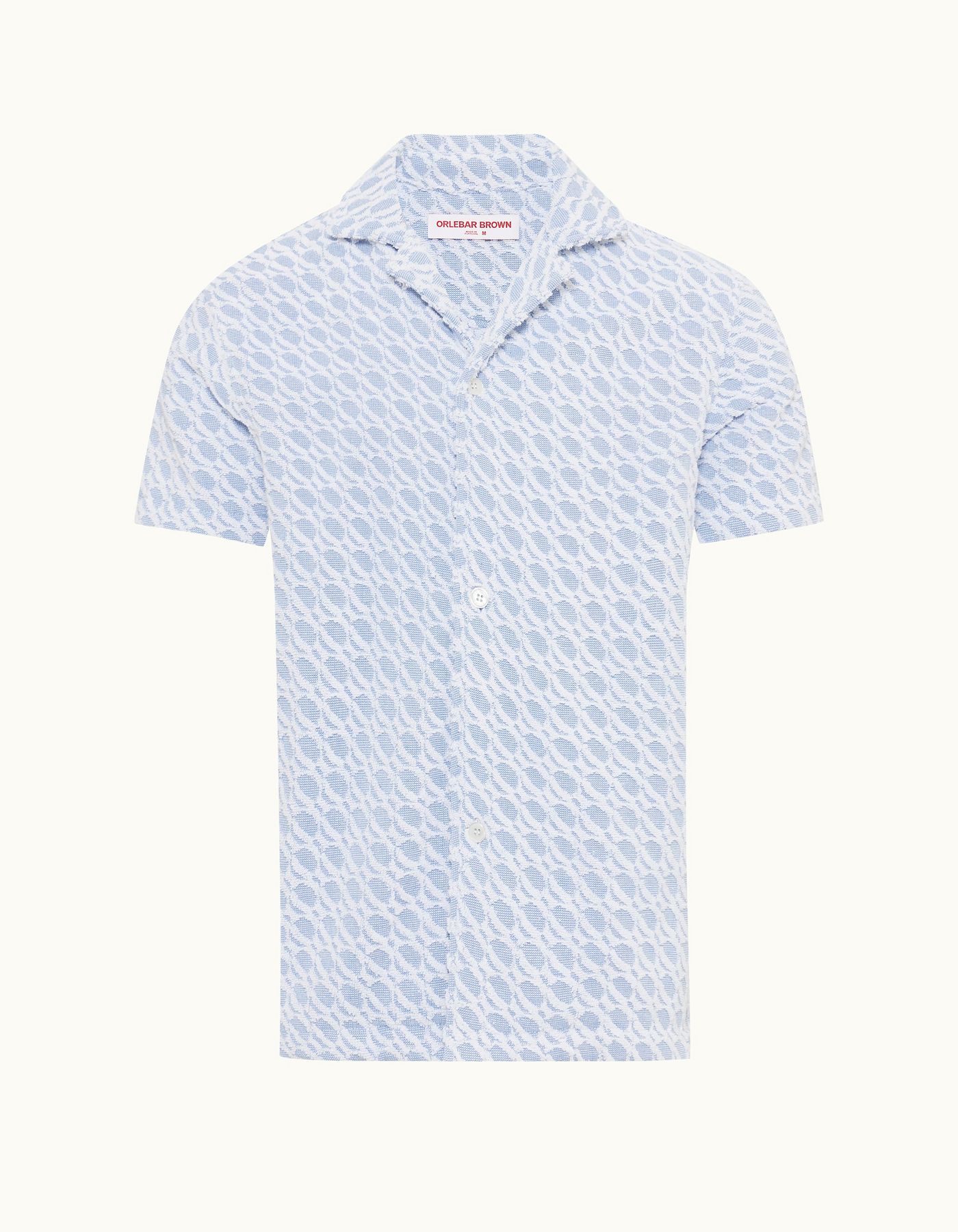 Howell Towelling - Mens Wish Blue Orbit Jacquard Capri Collar Relaxed Fit Cotton Shirt