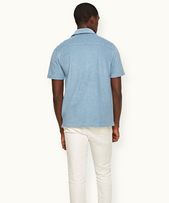 Howell - Mens Relaxed Fit Capri Collar Cotton Towelling Shirt In Wish Blue