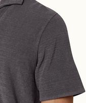 Hugh Towelling - Mens Storm Grey Relaxed Fit Resort Collar Towelling Polo Shirt