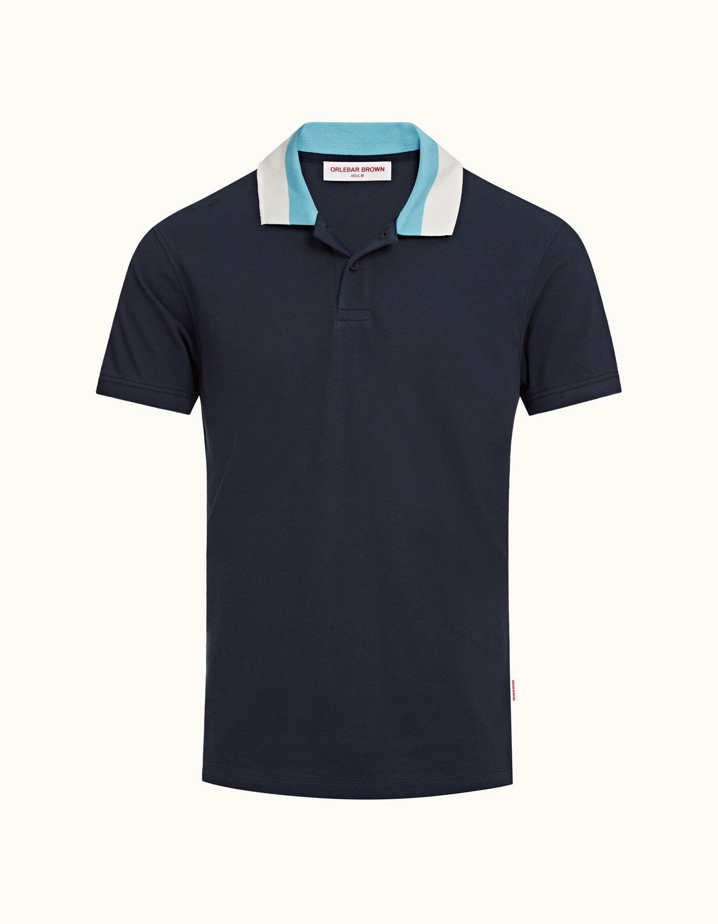 Jarrett Stripe - Mens Navy Classic Fit Stripe Rib Collar Cotton Polo Shirt