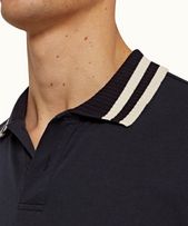 Jarrett - Mens Ink Classic Fit Stripe Tipped Collar Cotton Polo Shirt