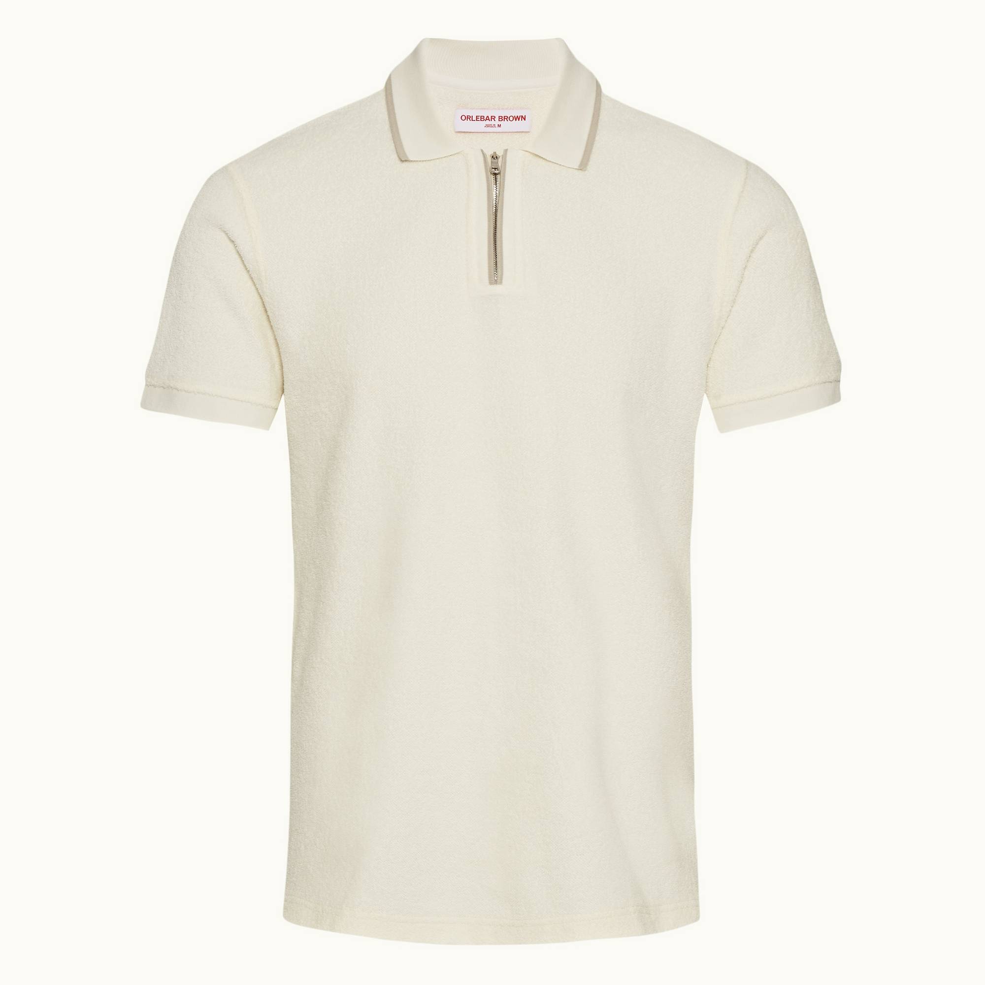 Jarrett Towelling - Mens White Sand Classic Fit Half-Zip Towelling Polo Shirt