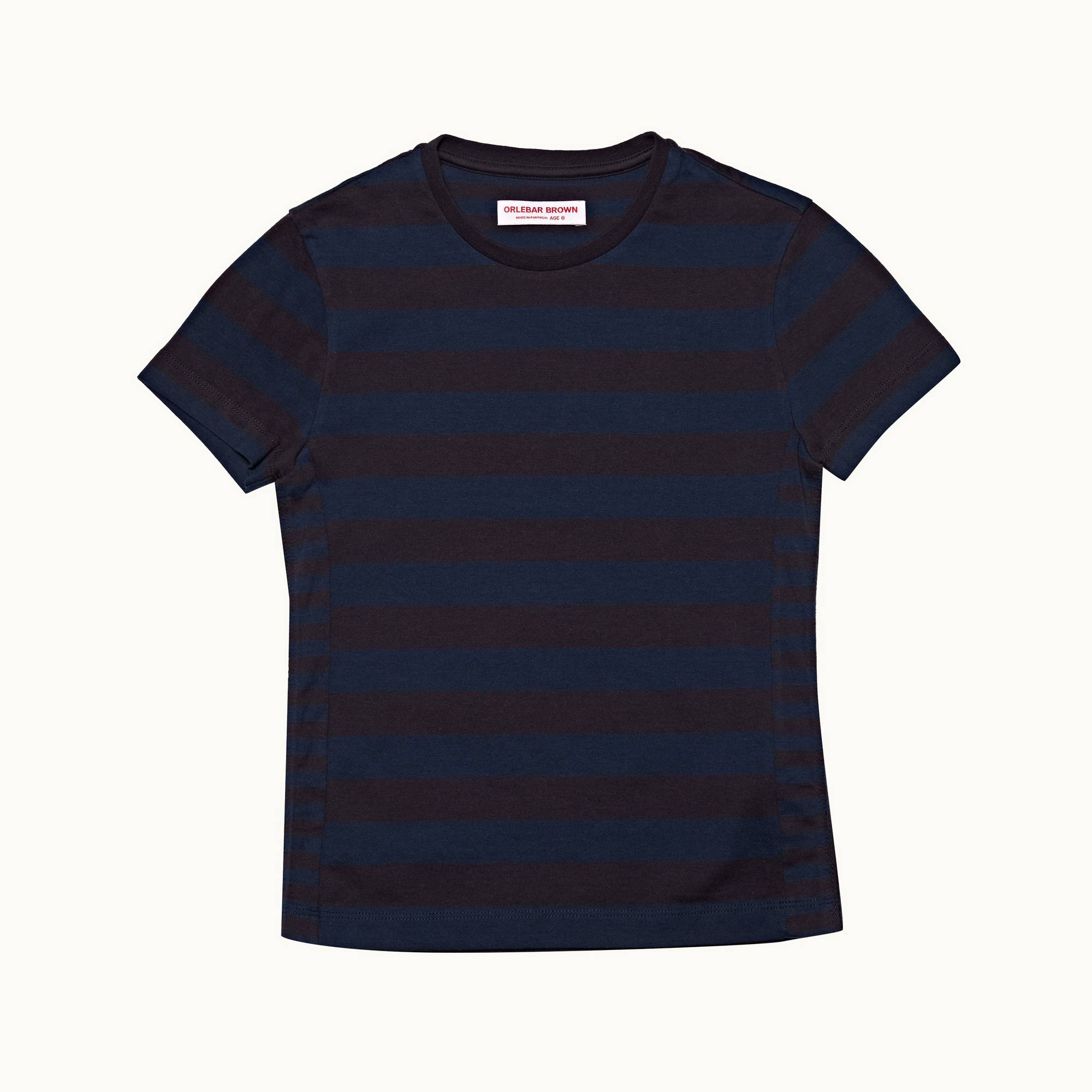 Jimmy Stripe - Childrens Kids' Dark Sapphire Stripe Organic Cotton Tailored Fit T-Shirt