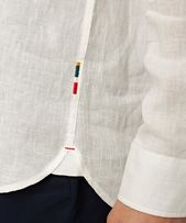 Justin - Mens Classic Collar Linen Shirt In White