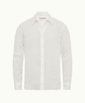 Justin - Mens Classic Collar Linen Shirt In White