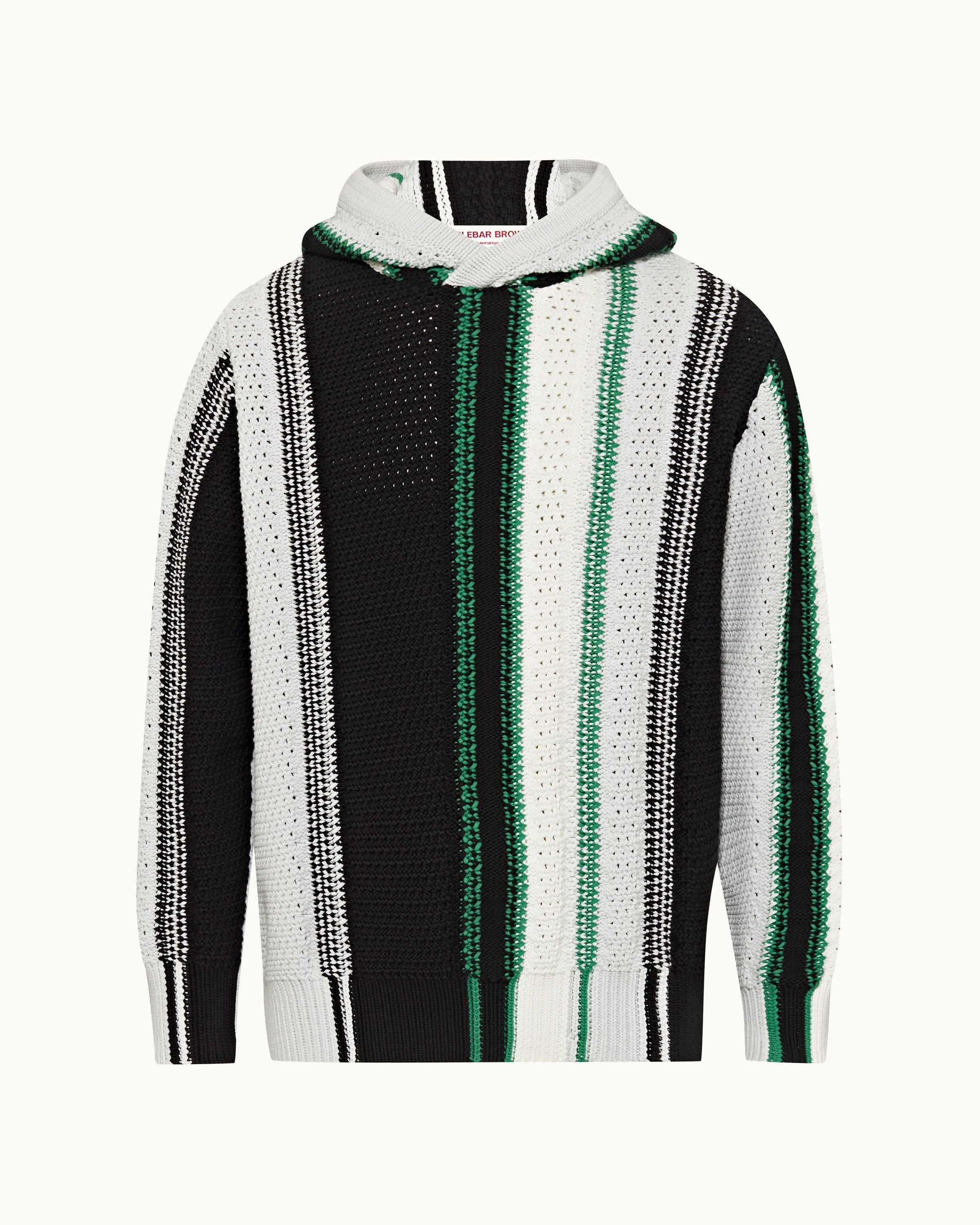 Multi Stripe Relaxed Fit Knitted Hooded Sweatshirt