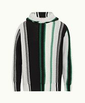 Kirk Stripe - Mens Multi Stripe Relaxed Fit Knitted Hooded Sweatshirt