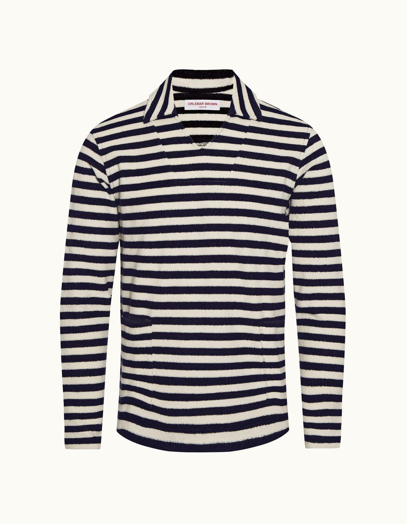 Lincoln Towelling - Mens Ink/White Sand Stripe Double-Faced Towelling Long-Sleeve Polo Shirt