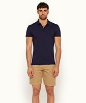 Linwood - Mens Navy Classic Fit Mercerised Cotton Polo Shirt