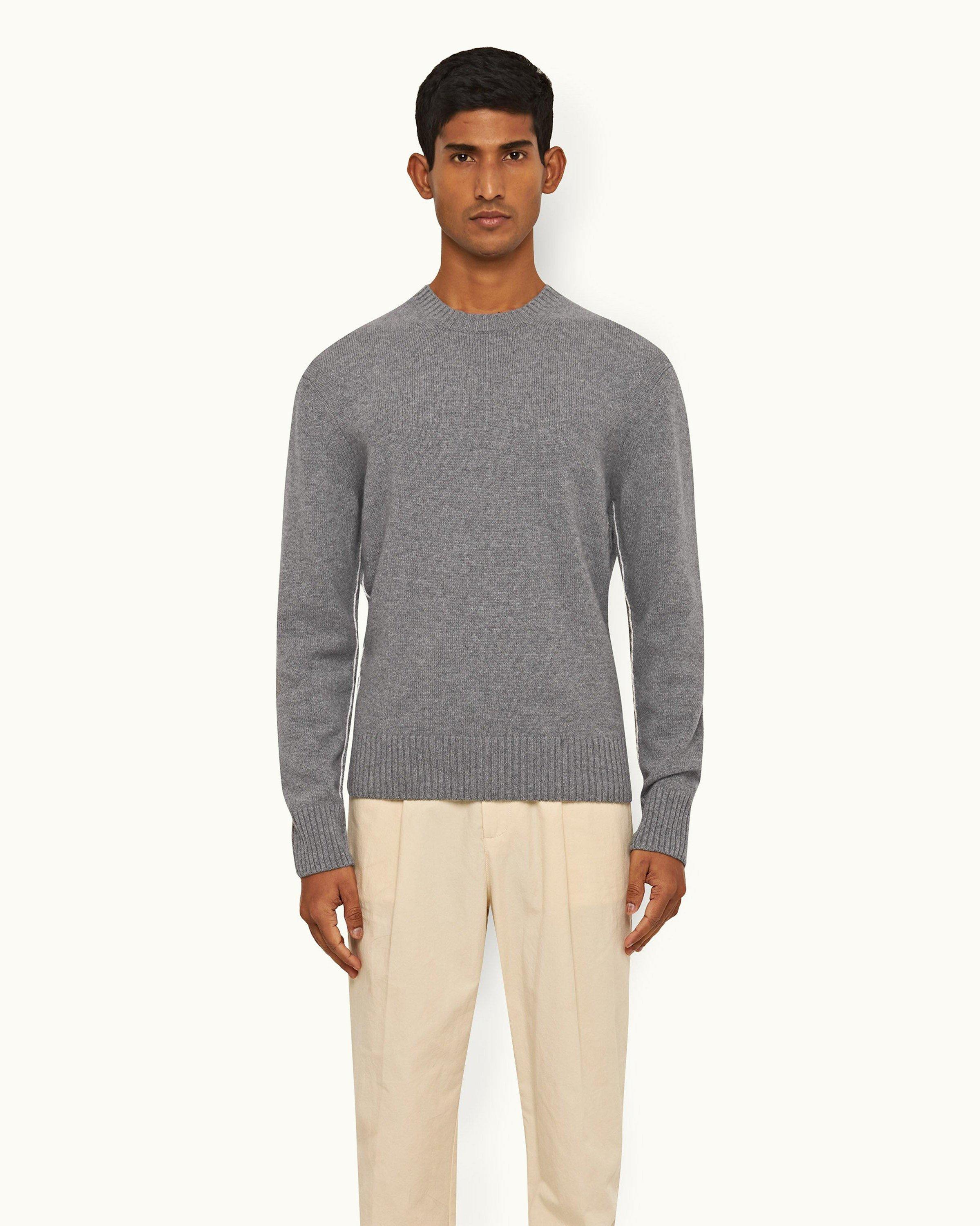 Misty Grey Melange Merino Wool Pants