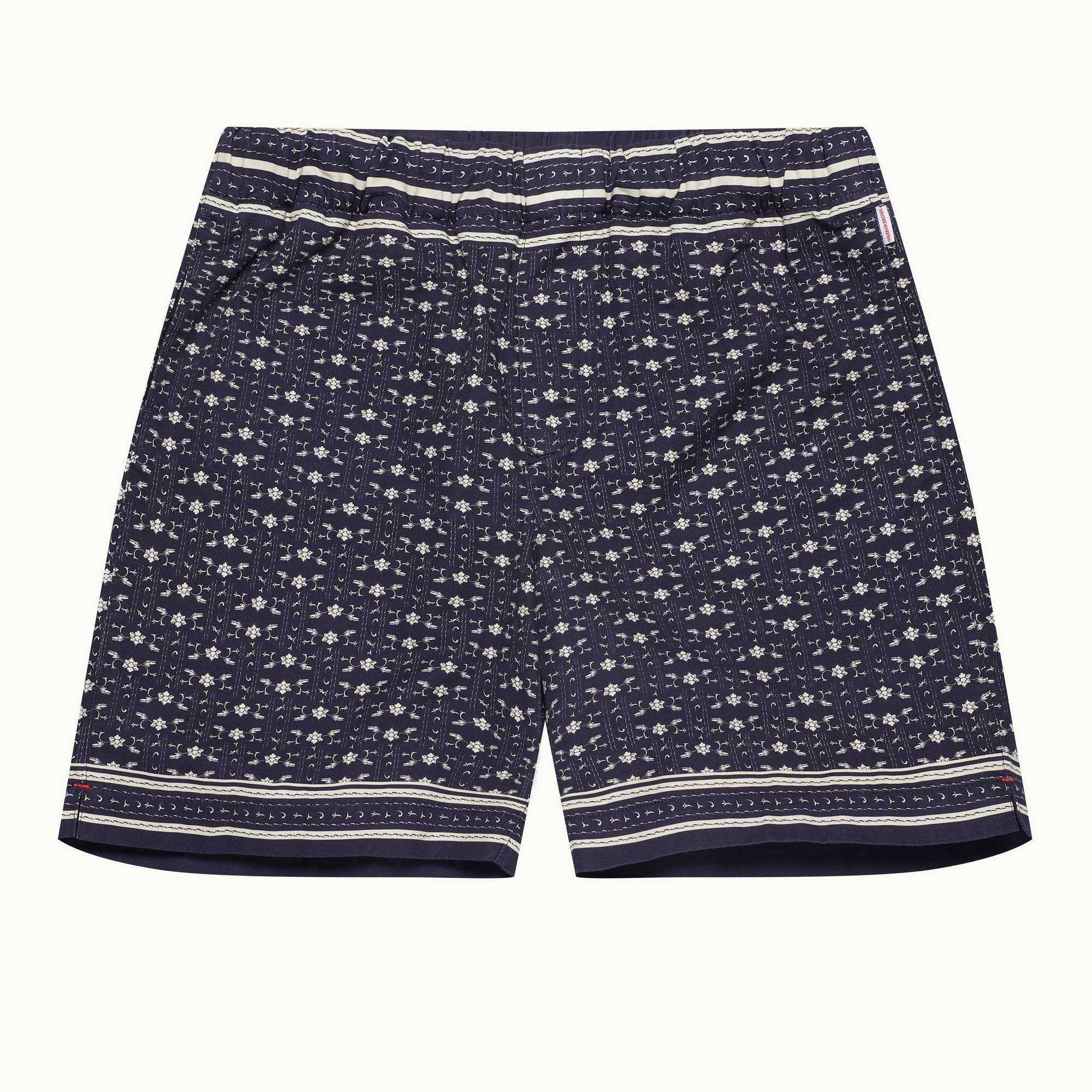 Louis - Mens Dark Sapphire/Sea Mist Bandana Relaxed Fit Drawcord Stretch-Cotton Shorts