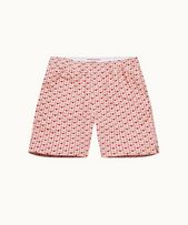 Louis Cord - Mens Sea Mist/Vermillion Bandana Relaxed Fit Drawcord Cotton Corduroy Shorts