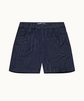 Louis - Mens Indigo Solo Pastiche Relaxed Fit Drawcord Denim Jacquard Shorts
