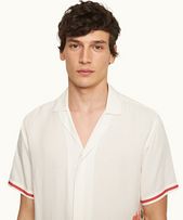 Maitan - Mens Blossom Season Print Relaxed Fit Capri Collar Shirt In Red