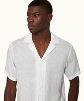 Maitan Linen - Mens Relaxed Fit Capri Collar Linen Shirt in White