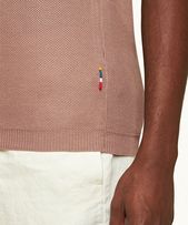 Maranon - Mens Caramel Pink Classic Fit Mercerised Cotton Waffle Stitch Polo Shirt