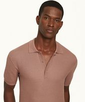 Maranon - Mens Caramel Pink Classic Fit Mercerised Cotton Waffle Stitch Polo Shirt