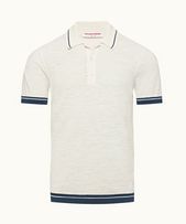 Maranon Cotton Linen - Mens White Sand Tailored Fit Cotton-Linen Polo Shirt