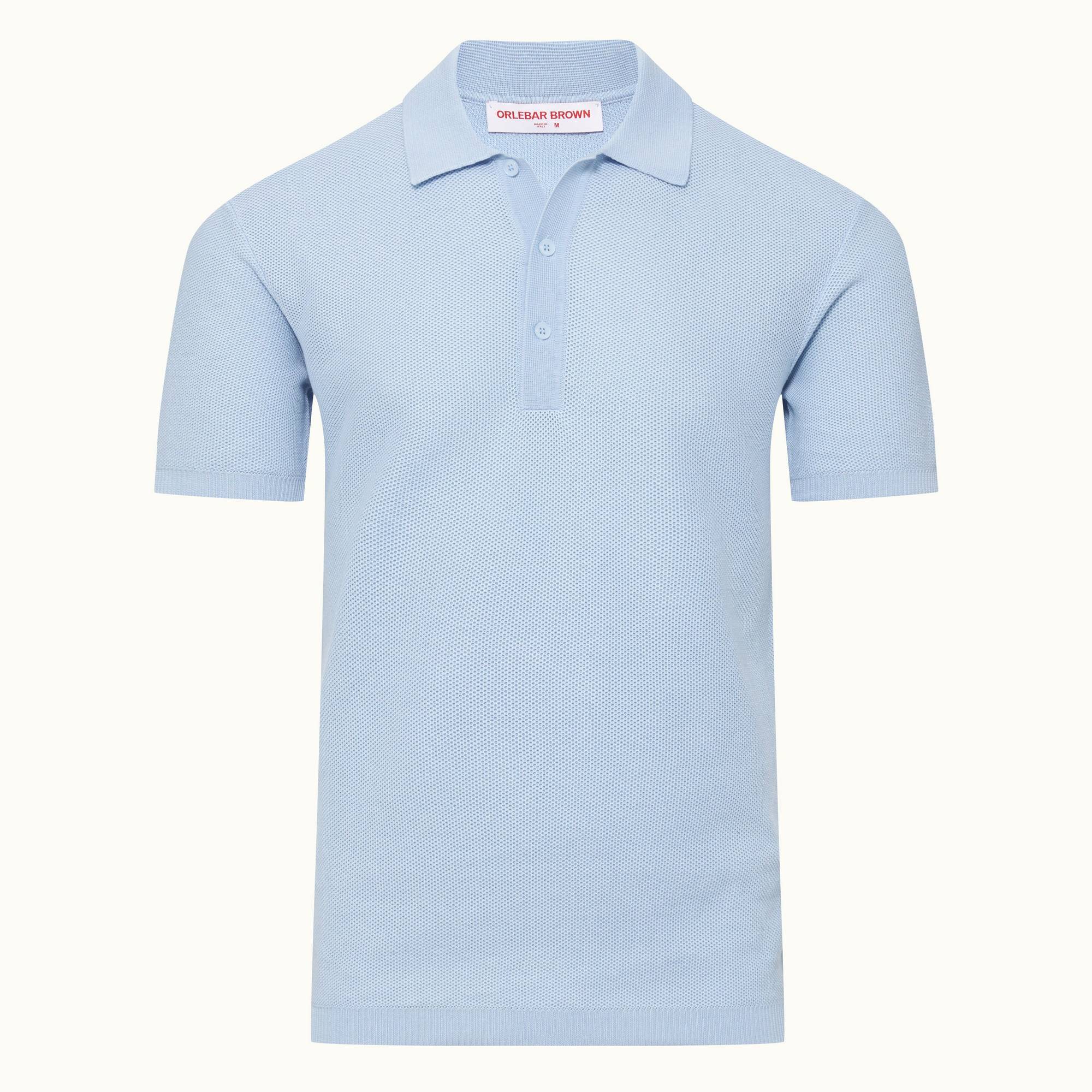 Maranon - Mens Ice Blue Tailored Fit Organic Mercerized Cotton Polo Shirt