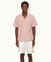 Marne Cord - Mens Sea Mist/Vermillion Bandana Relaxed Fit Capri Collar Cotton Corduroy Shirt
