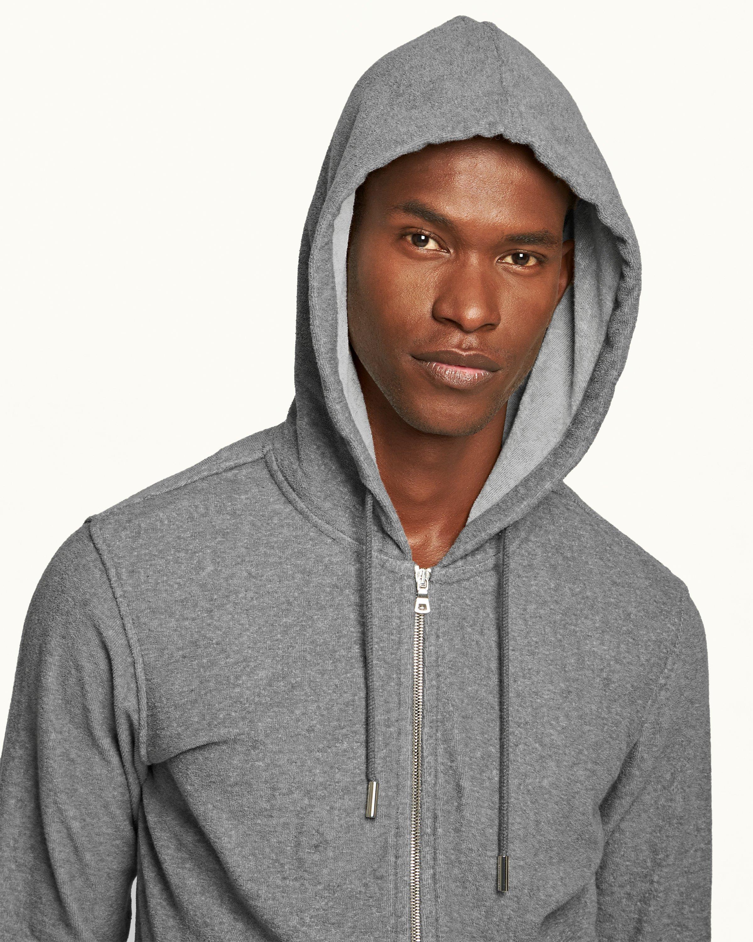 Orlebar Brown Piranha Grey Marl Classic Fit Zip-Thru Hooded